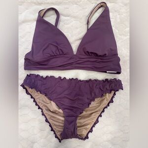 Purple Ruffle Triangle Bikini Set Sz Large NWT